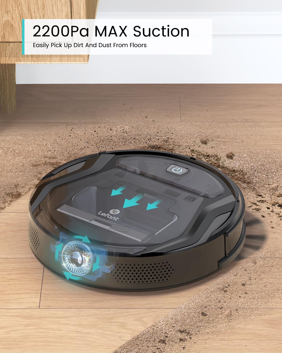 Lefant Vacuum and Mop Combo, WiFi/App/Alexa Control, 2000Pa Strong Suction 2 in 1 Mopping Robotic Vacuum Cleaner, Self-Charging, No Tangling, Slim, Ideal for Hard Floor, Pet Hair, Carpet M210B