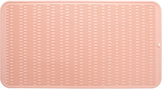 Silicone Dish Drying Mat for Multiple Usage,Easy clean,Eco-friendly,Heat-resistant Silicone Mat for Kitchen Counter or Sink,Refrigerator or Drawer Liner Pink 4XL 32 inches x 18 inches