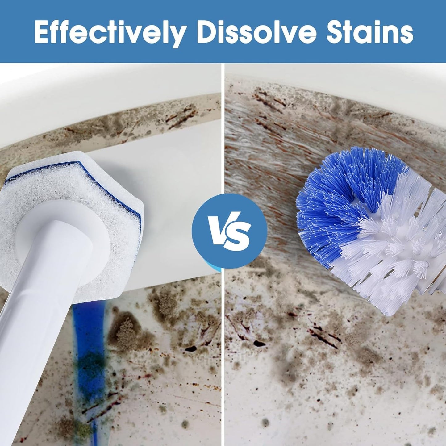 COBETE Disposable Toilet Brush Wand 2 Kit with 40 Refills, Efficient Deep Scrubbing Toilet Bowl Cleaner Wand for Bathroom Toilet Cleaning