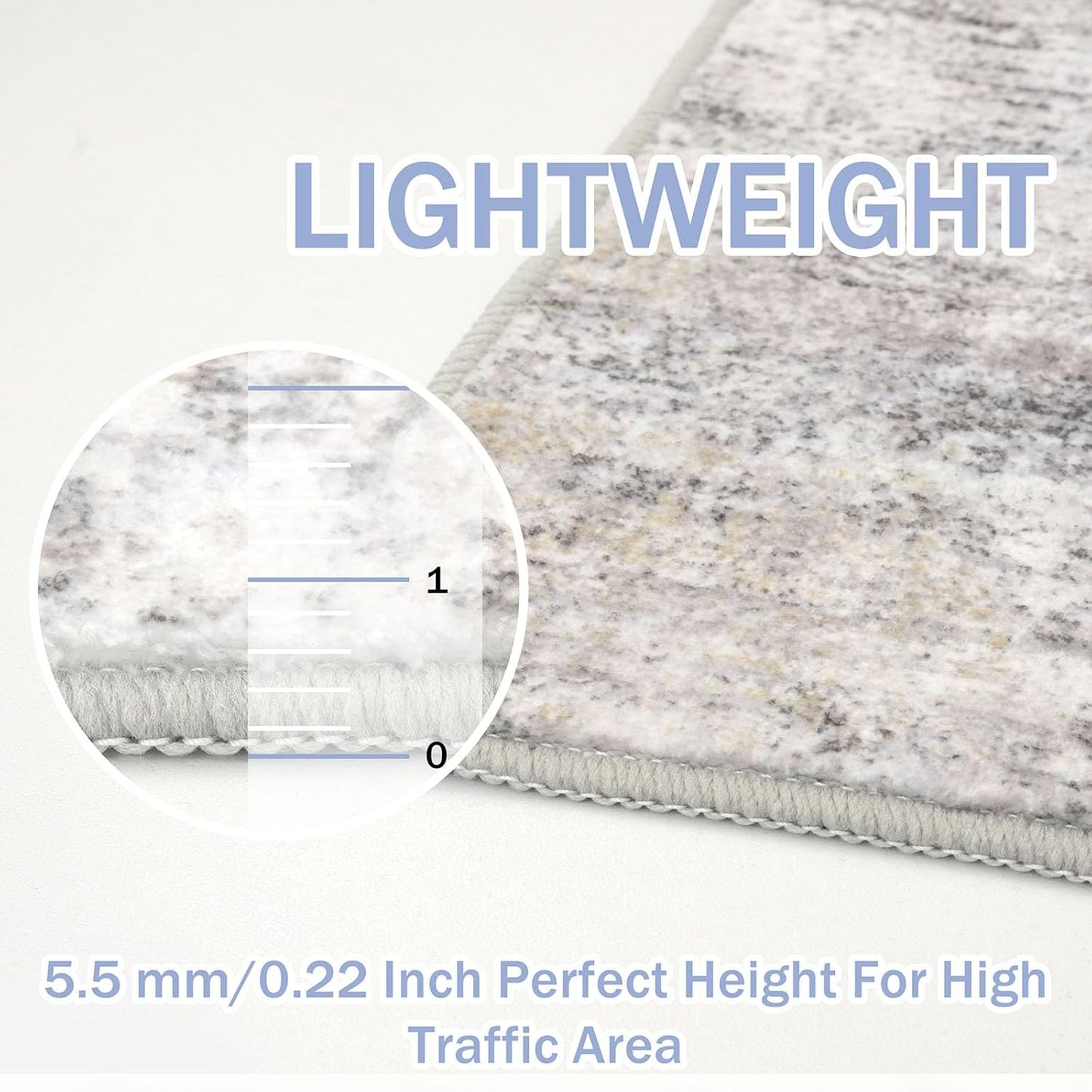 IOHOUZE Abstract Area Rugs 5x7 Ft Washable Rugs for Living Room, Non Slip Dining Room Rug, Printed Faux Wool Rugs for Bedroom, Floor Carpet for Kitchen Nursery Playroom, Grey Beige