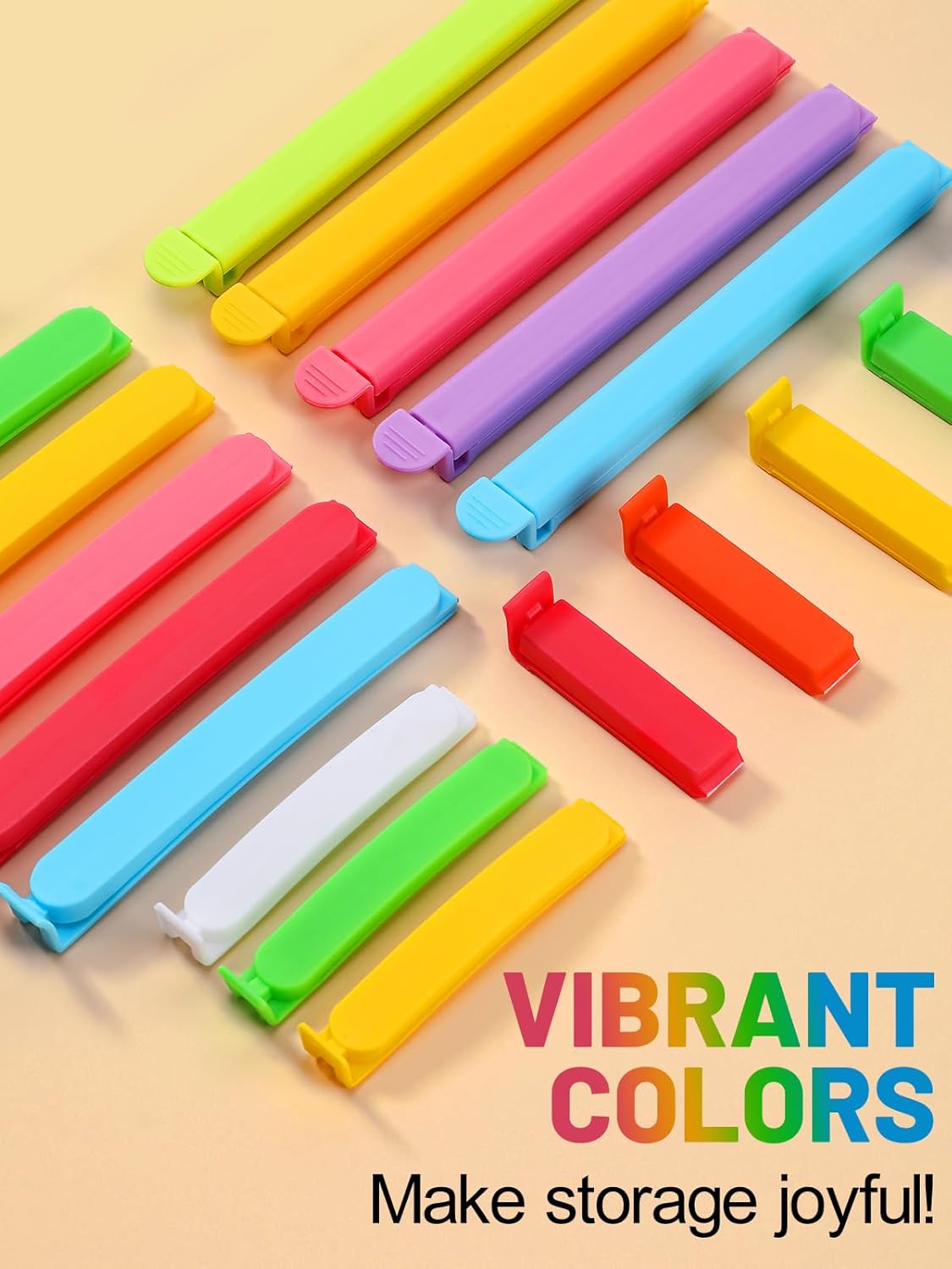 38 PCS Colorful Chip Clips - 4 Sizes Good Sealing Bag Clips for Food Snack Storage, Keeps Coffee, Bread, Cookies Fresh (6.3", 5", 3.5", 2.3")