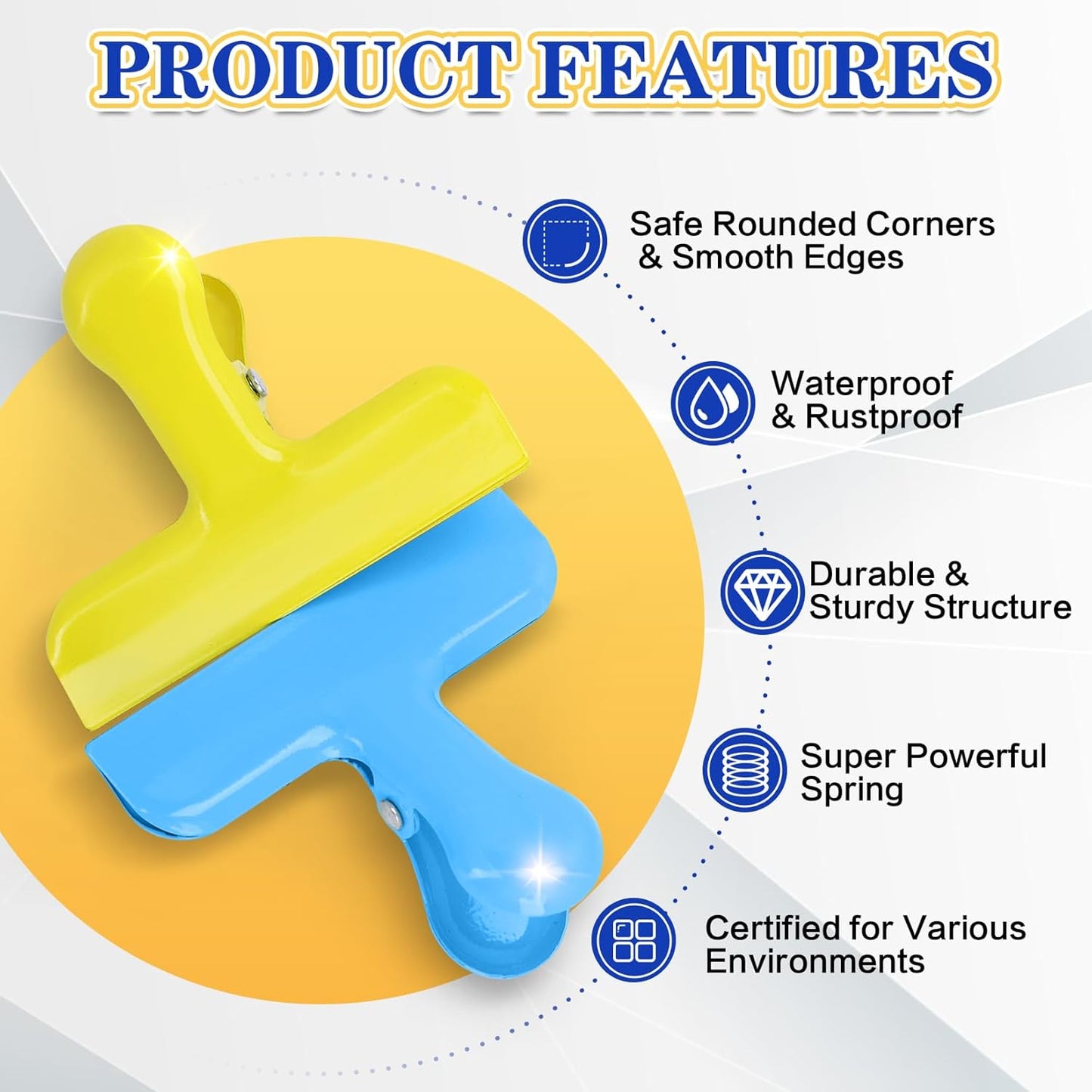 24 Pack Heavy Duty Chip Clips, 3 Inch Stainless Steel Bag Clip, Colorful Food Clips Sealing Clip Set for Coffee Bags, Snacks, Kitchen Storage