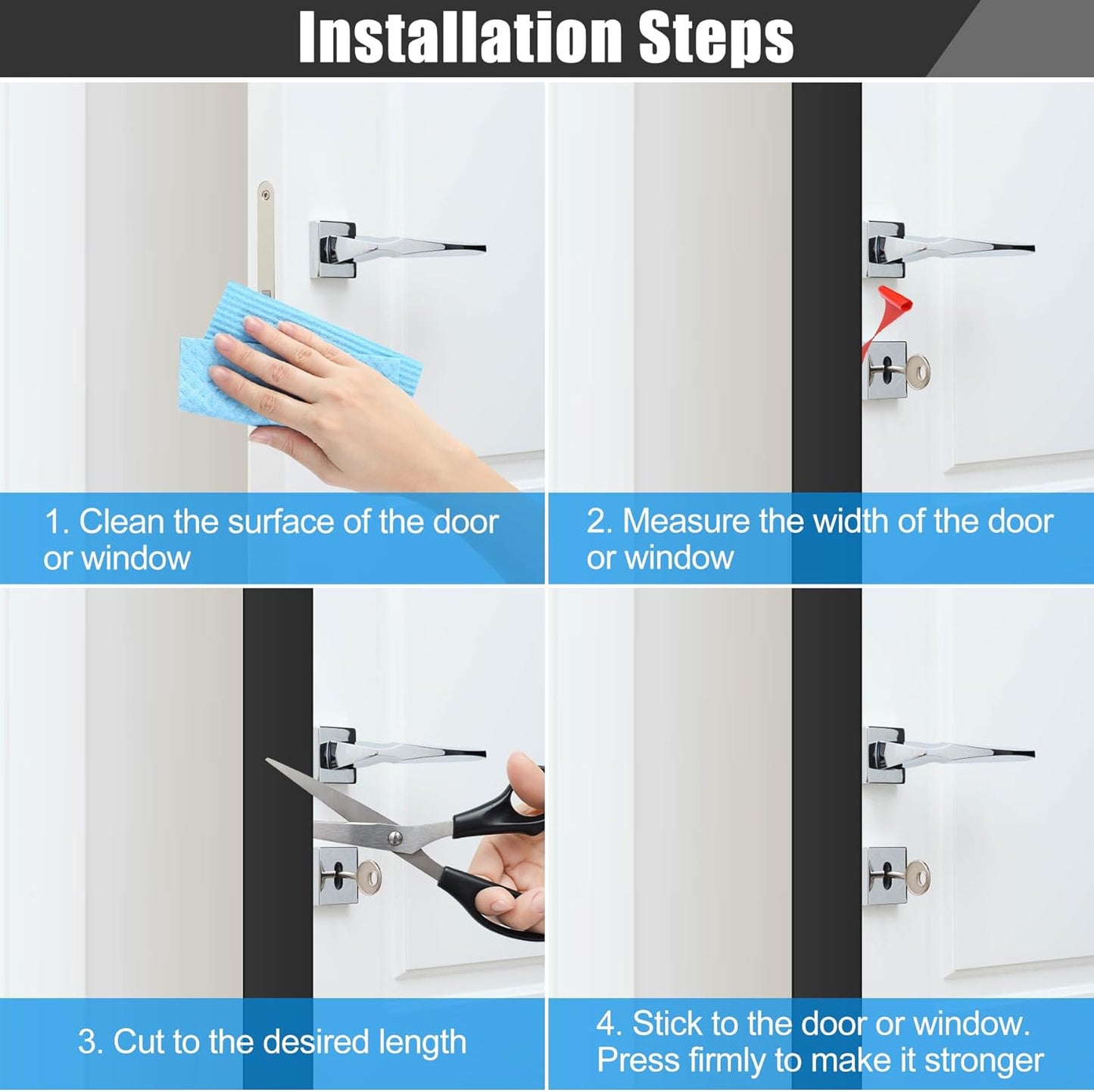 Draft Seal Tape for Doors and Windows 3 in x 20 Ft Silicone Weather Stripping Extra Thick 2mm Door Seal Strip with Strong Adhesive Draft Insulation Stopper Side Seal - Black