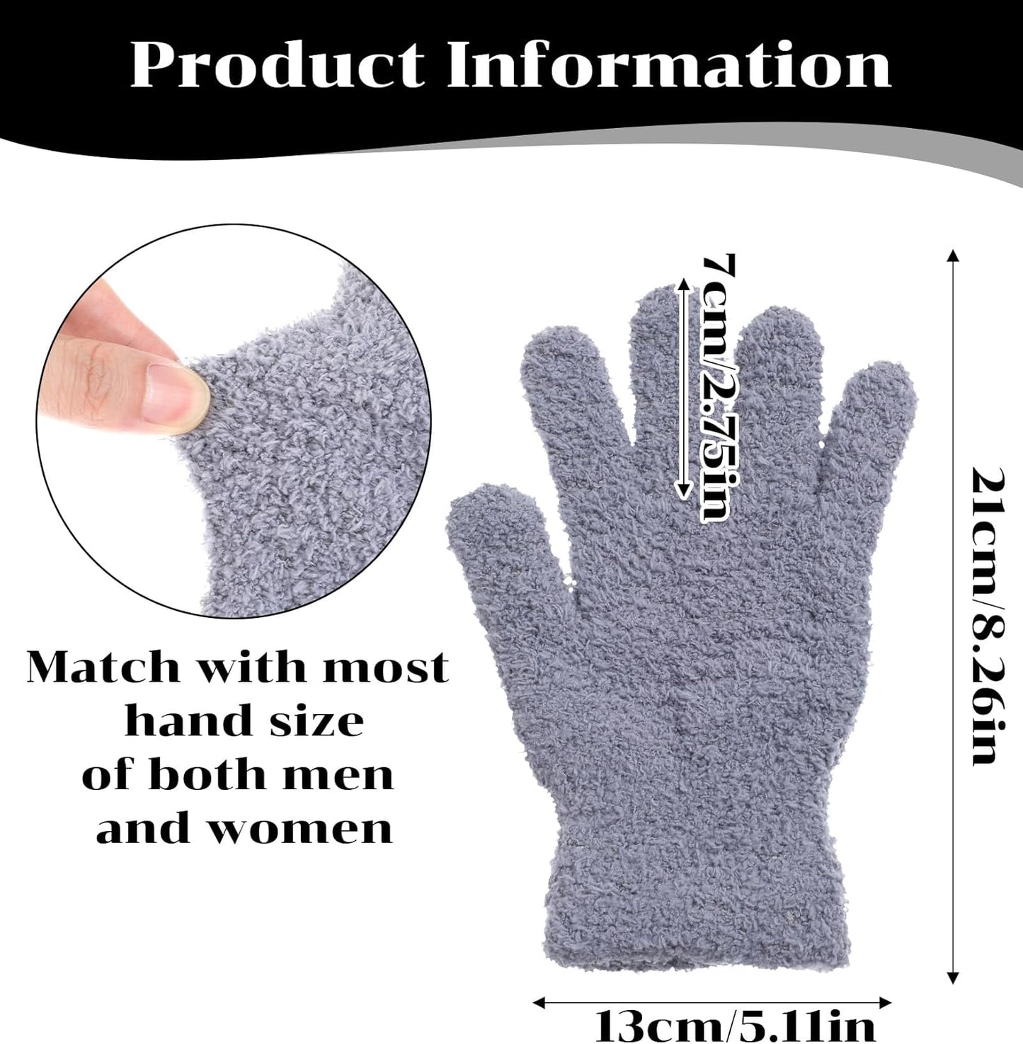 Microfiber Gloves for Plant Dusting, 4Pcs Reusable Washable Microfiber Plant Cleaning Dusting Gloves for Indoor House Plants Kitchen Car Blinds Lamps, Grey & White 2 Pairs