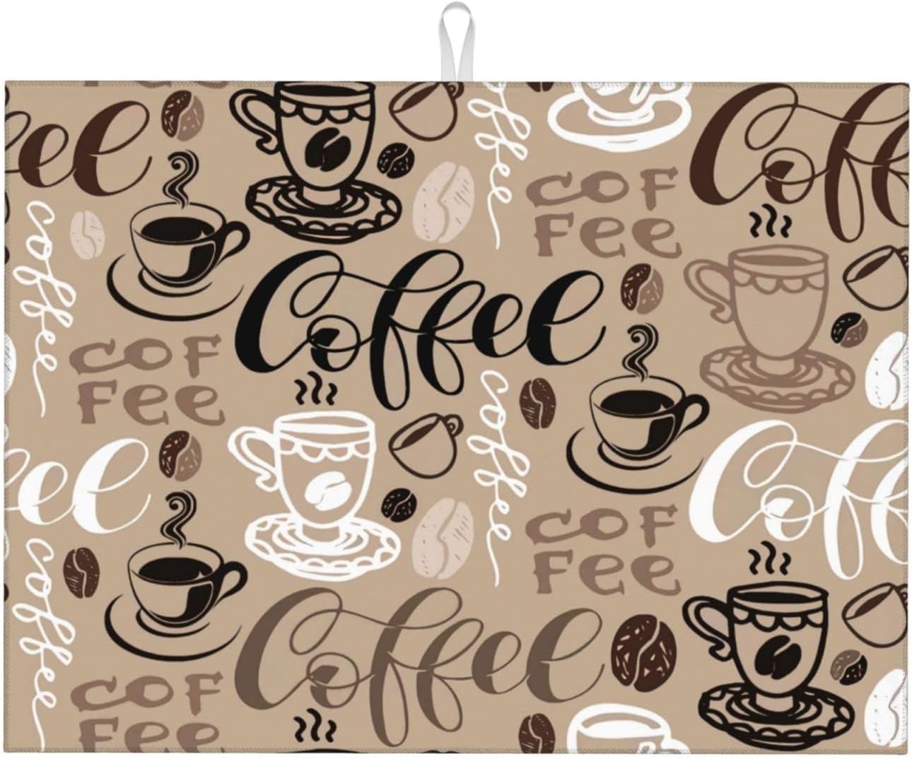 Brown Coffee Maker Beans Theme Microfiber Absorbent Reversible Dish Drying Mat For Kitchen Counter Xl Large Pad 18 X 24 Inch