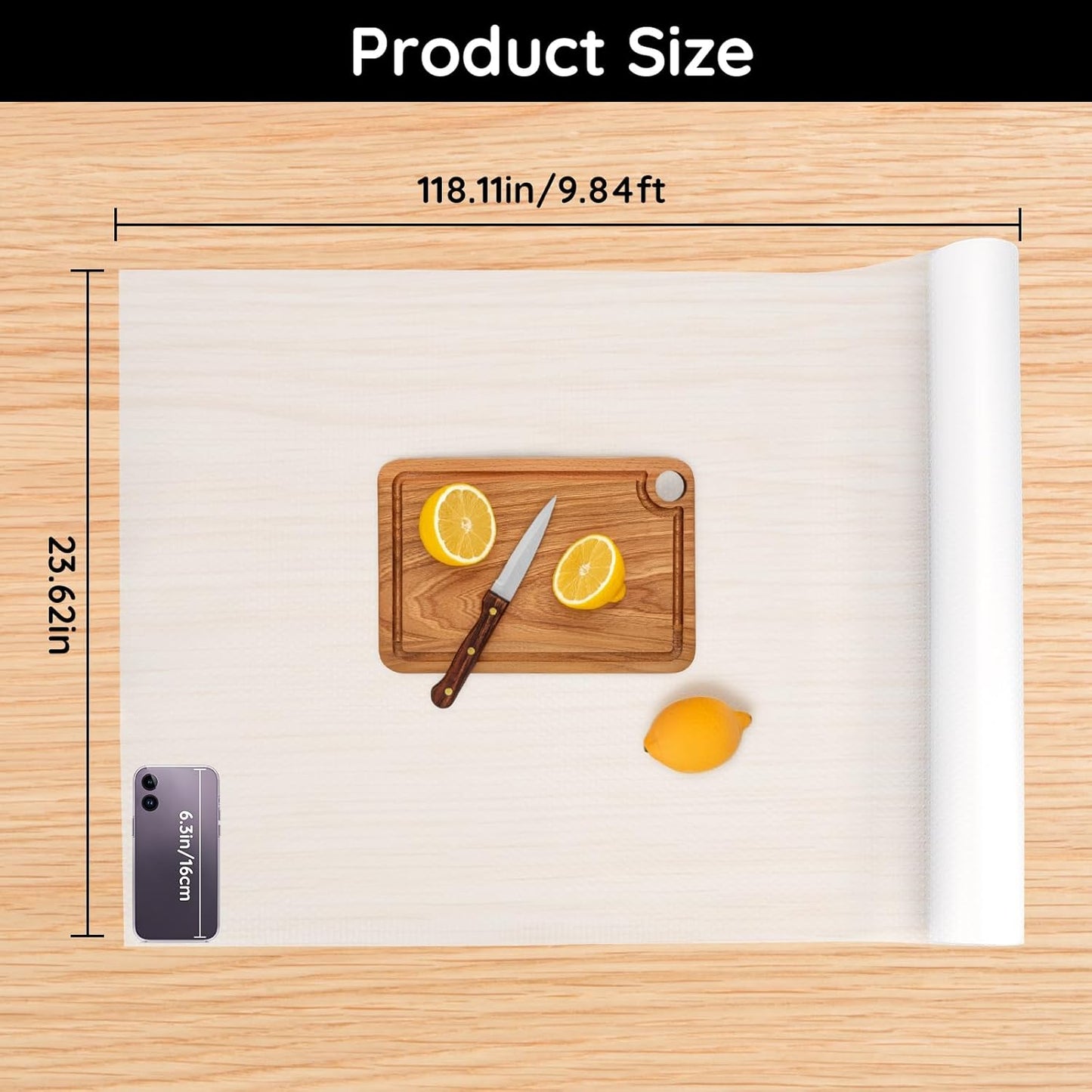 Shelf Liners for Cabinets, 23.6"W x 118"L x 0.03"T, Kitchen Drawer Liners, Non-Adhesive & Non Slip for Home and Kitchen Shelf, Drawer, Cabinet, Refrigerator, Dresser, Cupboard, RV (Polka Dot)