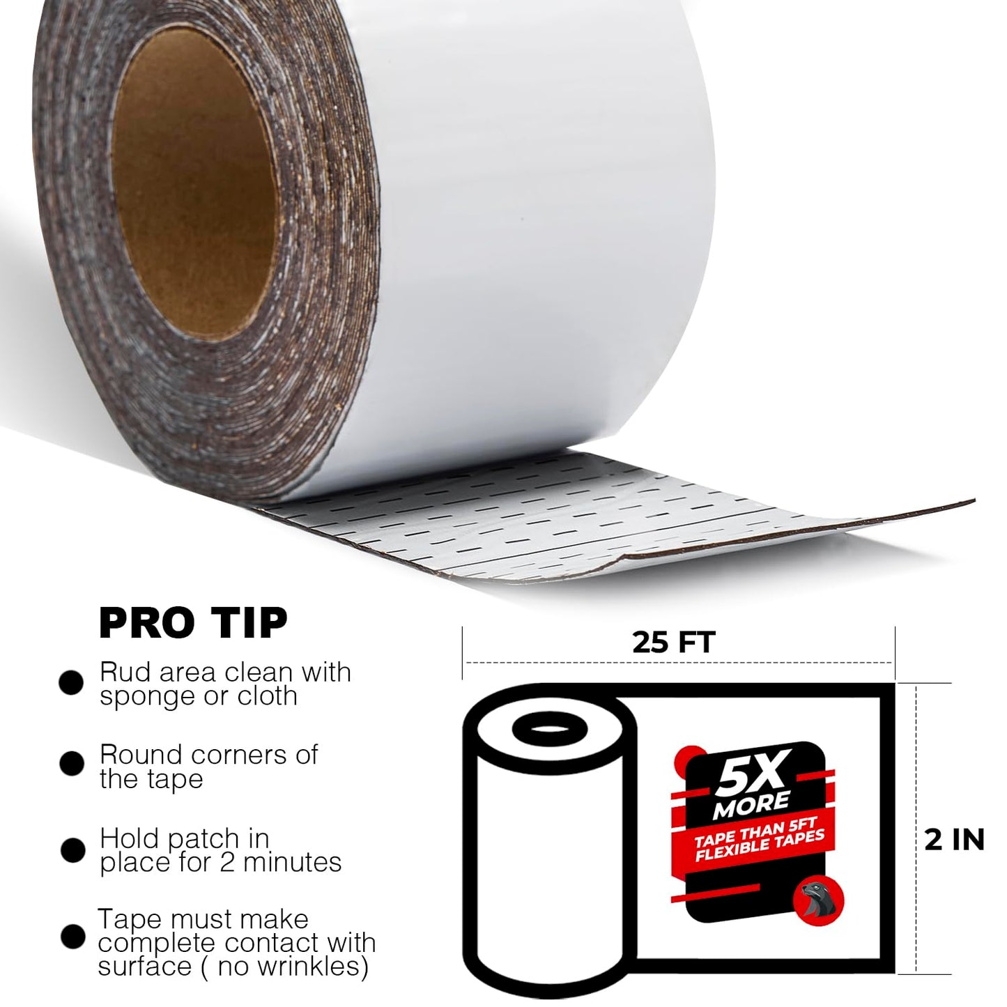 White RV Roof Sealant Tape, 2" x 25' Waterproof Repair Seal Tape – Extra Thick, UV-Resistant, Weatherproof Patch for Permanent Leak Sealing on RVs, Trailers, and Mobile Homes