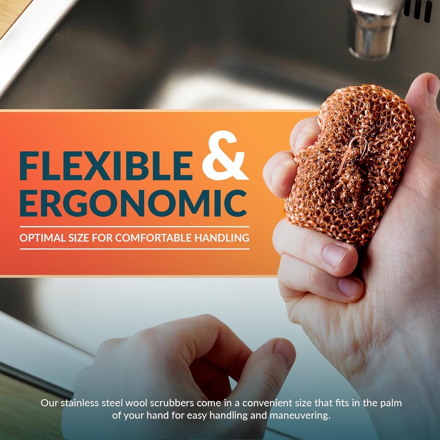 PAMI Heavy Duty Non Scratch Copper Scrubbers for Pots and Pans, Copper Wool Scrubber, Reusable Scouring Pads, Pack of 4