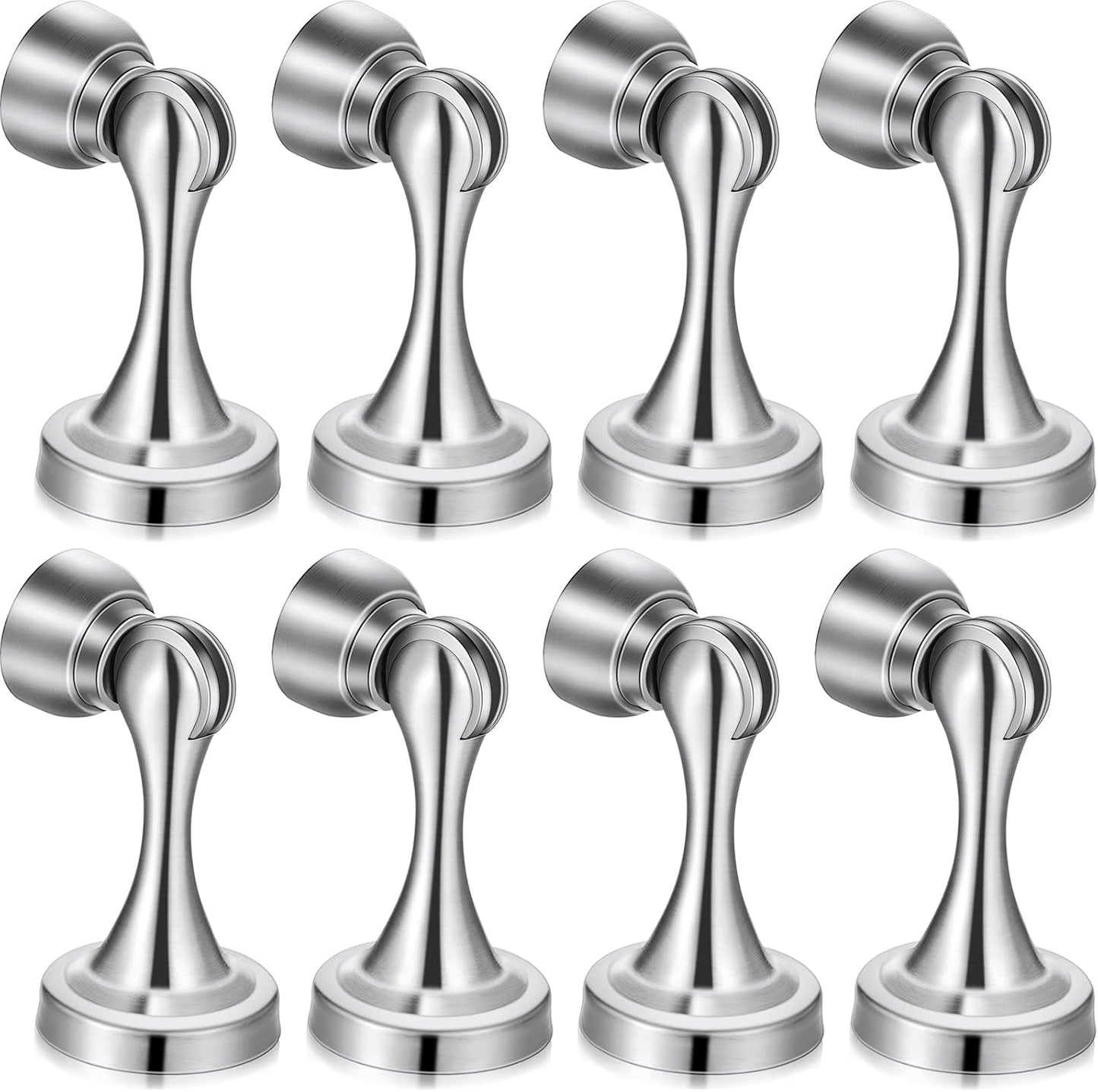 8 Pcs Magnetic Door Stoppers Stainless Steel Door Stops Magnetic Catch Holder with Screws for Wall Floor Mounted Wall Protector Hold (Silver)