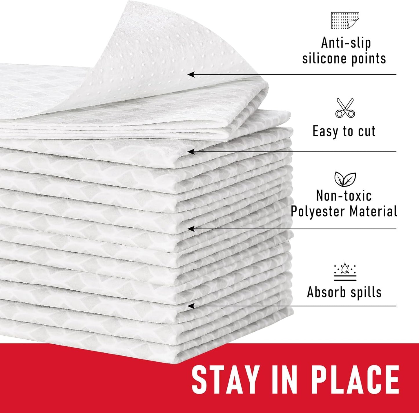 Cooyes Refrigerator Liners 17.7" x 24", Absorbent Strong Grip Fridge Mats Machine Washable, Non-Adhesive Refrigerator Shelf Liner for Fridge Bins & Kitchen Cabinets,