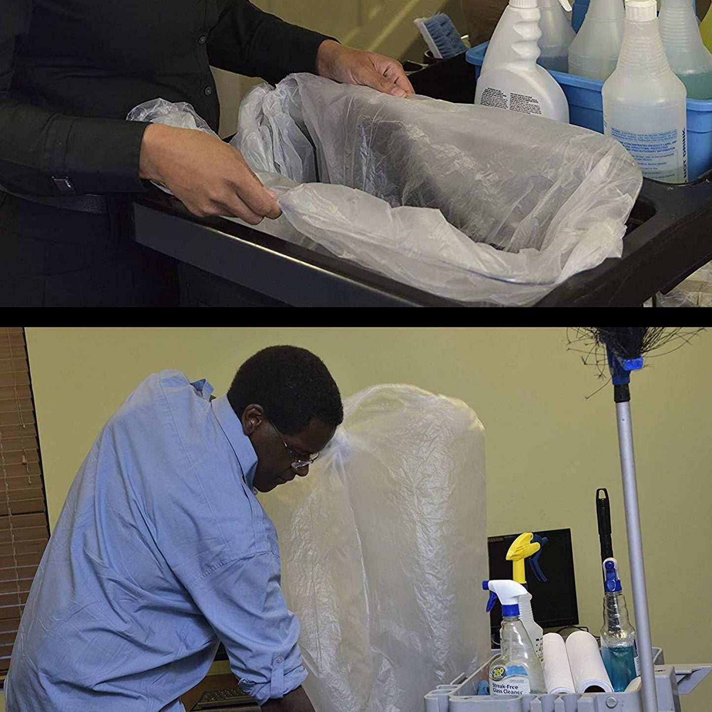 Aluf Plastics High Density Trash Bags, 33 Gallon, 250 Count, 16 Micron (eq), 33" x 40", Clear, for Bathroom, Office, Industrial, Commercial, Janitorial, Municipal, Recycling