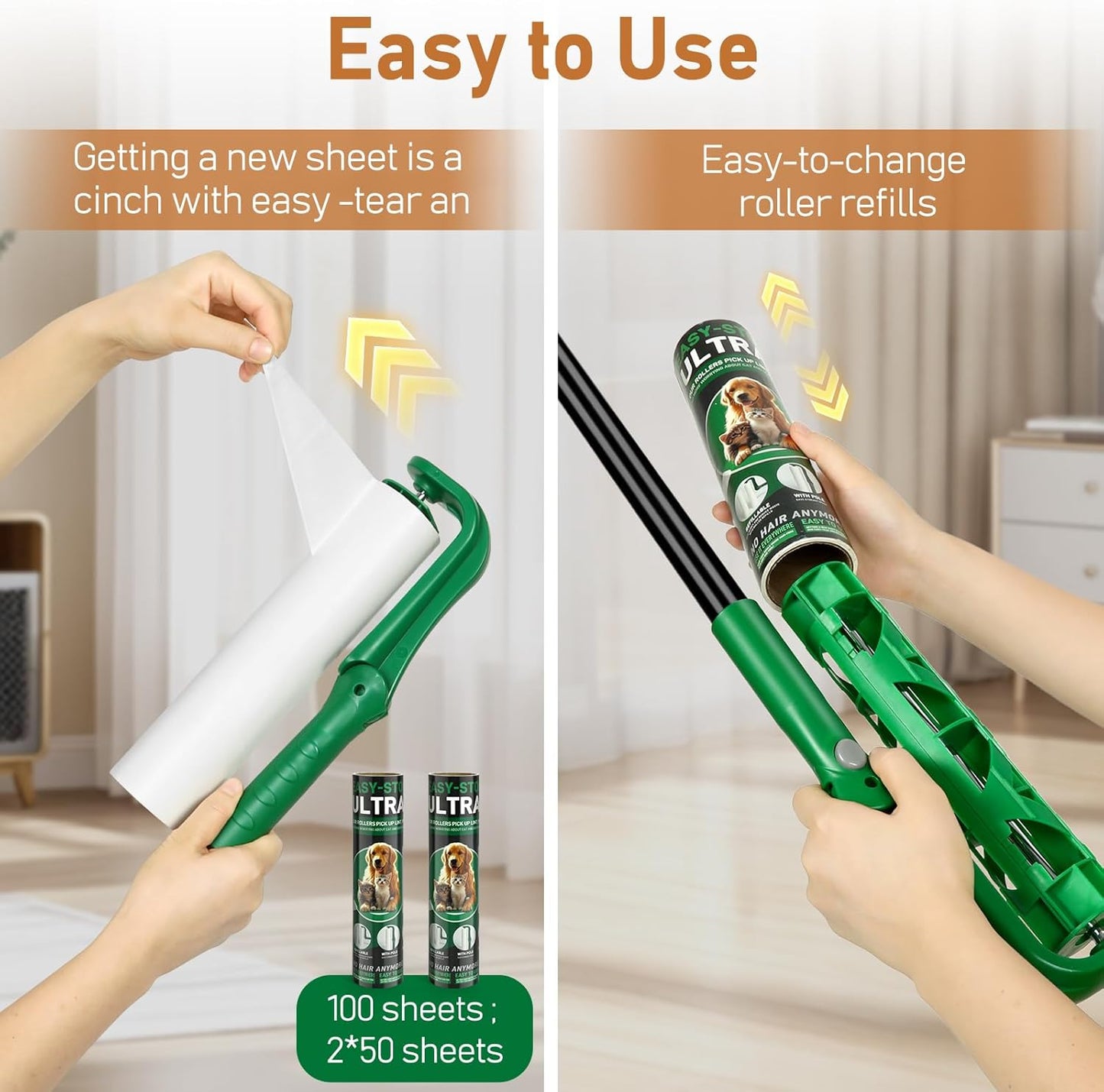 Large Lint Roller Refills for Lint Remover,4 Pack 10 Inch Big Lint Roller Refill Compatible with Evercare Mega Roller Cleaning for Carpets, Furniture, Pet Hair