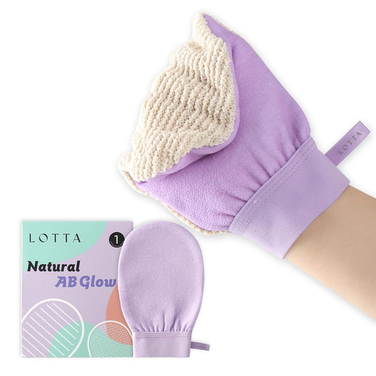 LOTTA Dual-Sided Exfoliating Gloves - Natural Viscose & Sisal for Deep Body Scrub & Massage - Gentle for Sensitive Skin - Replaces Loofah (Purple-Medium)