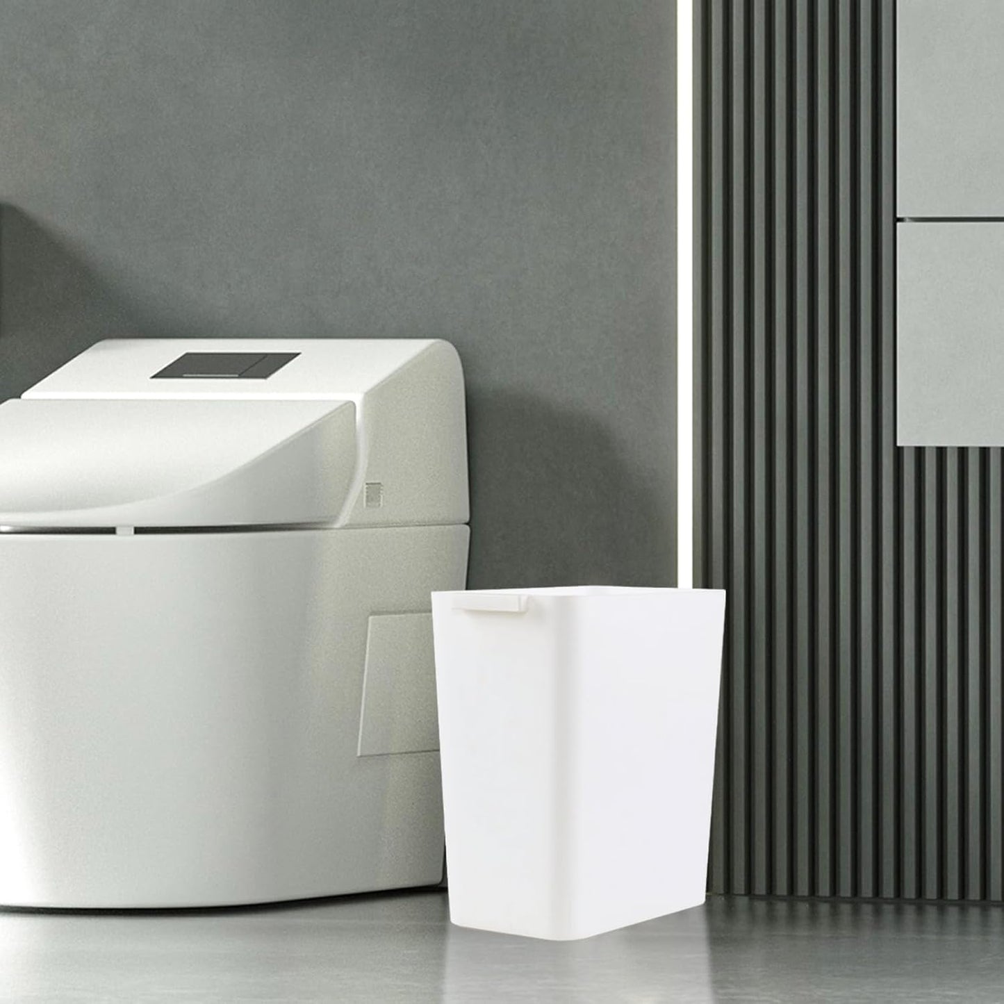 4.5 Gallon Deskside Plastic Wastebasket Rectangular, Open Garbage Container Basket for Office and Home, 3 Packs, White