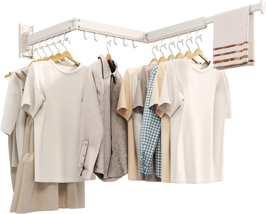 Wall Mounted Clothes Drying Rack, Collapsible Laundry Drying Rack, Retractable Foldable Drying Rack Clothing for Hanging Clothes
