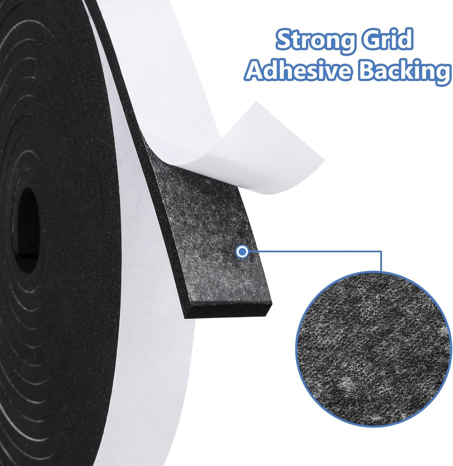 Weather Stripping Door Seal Strip- 1/2 Inch X 1/2 Inch X 10Feet, Strong Adhesive, Lightproof, Soundproof, Weatherproof Foam Tape Insulation for Sliding Door, Front Door Frame, Windows- Black