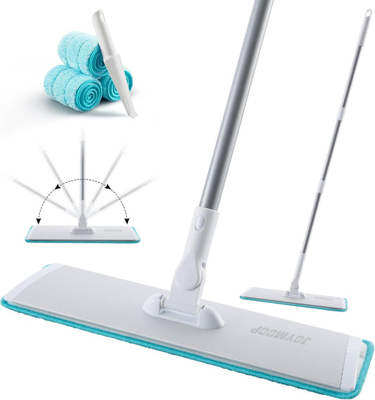JOYMOOP 18 Inch Dust Mop for Hardwood Floors, Heavy Duty Industrial Wet Dry Mops with Telescopic Handle, Includes 5 Microfiber Mop Pads