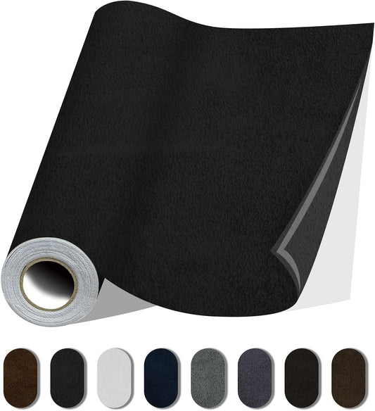 Fabric Repair Patches, Self-Adhesive Suede Patches Tape Durable, DIY Large Fabric Repair for Sofa, Couches, Furniture, Chair, Clothing （3.5X79 Inch, Black）