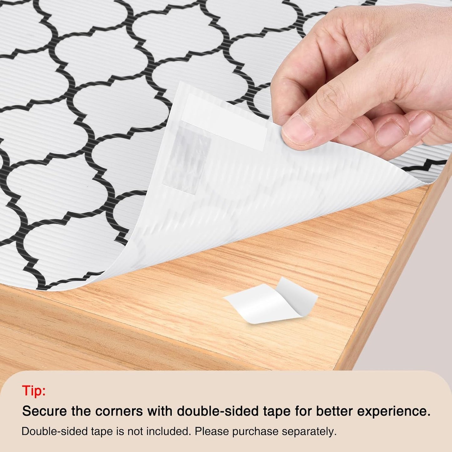 Glotoch Shelf Liner for Kitchen Cabinets,12" x 20Ft Non Adhesive Drawer Liners for Kitchen Cabinets,Waterproof and Durable Refrigerator Liners, Cabinet Liner for Shelves Fridge Black and White