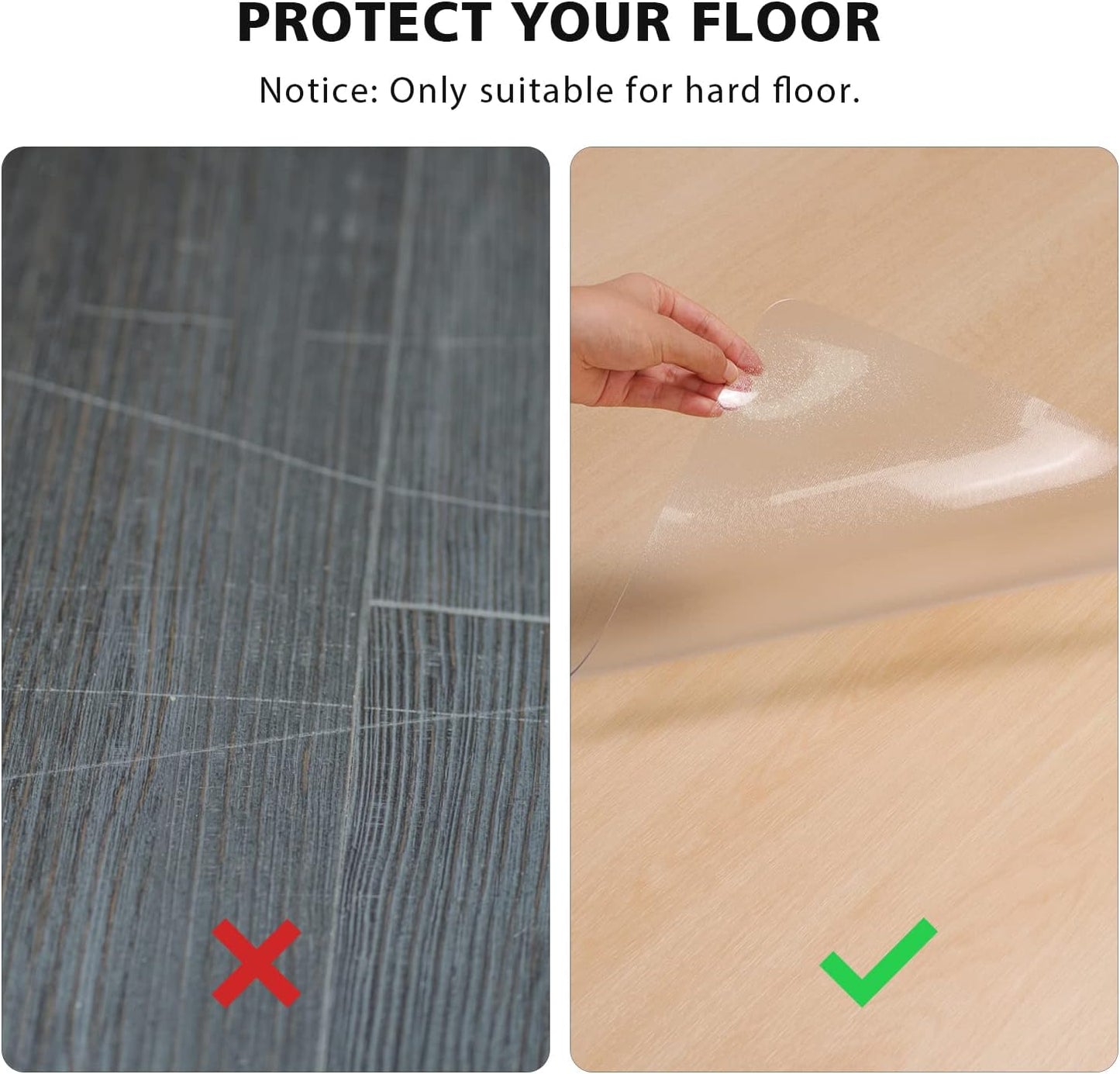 Clear Chair Mat, 3'×5'Floor Mats for Home, Durable Non-Slip Hard Floor Protector, PVC Waterproof Floor Protetor for Kitchen, Bedroom, Pet Litter Mat