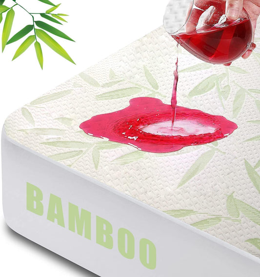 Full Size Mattress Protector Waterproof Mattress Pad Washable Bamboo Rayon Mattress Cover Breathable Noiseless Bed Protector 5" - 21'' Elastic Fitted Deep Pocket