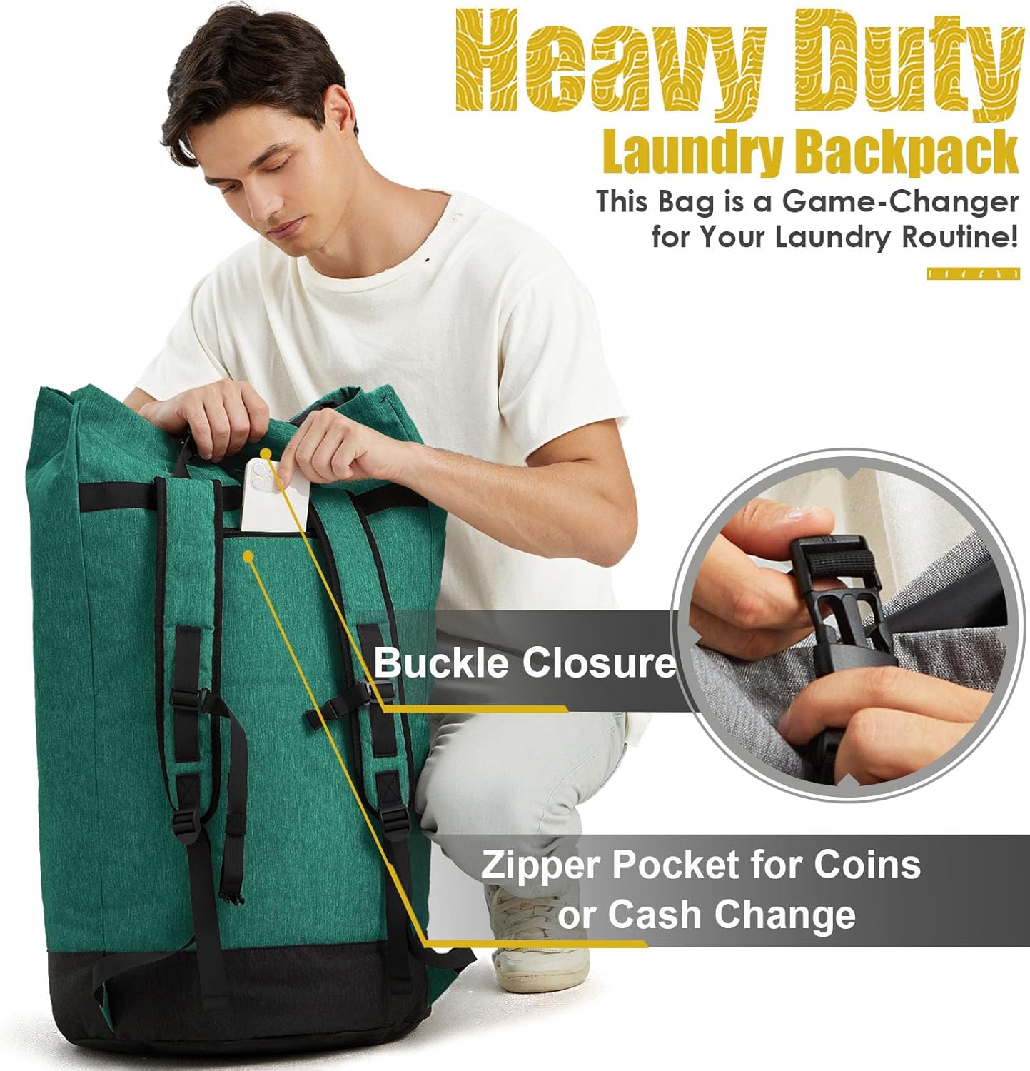 Laundry Bag for College,115L Laundry Backpack Extra Large Heavy Duty, College Dorm Essentials Laundry Bag with Straps, Heavy Duty Dirty Clothes Bag for Camping, Apartment and Laundromat