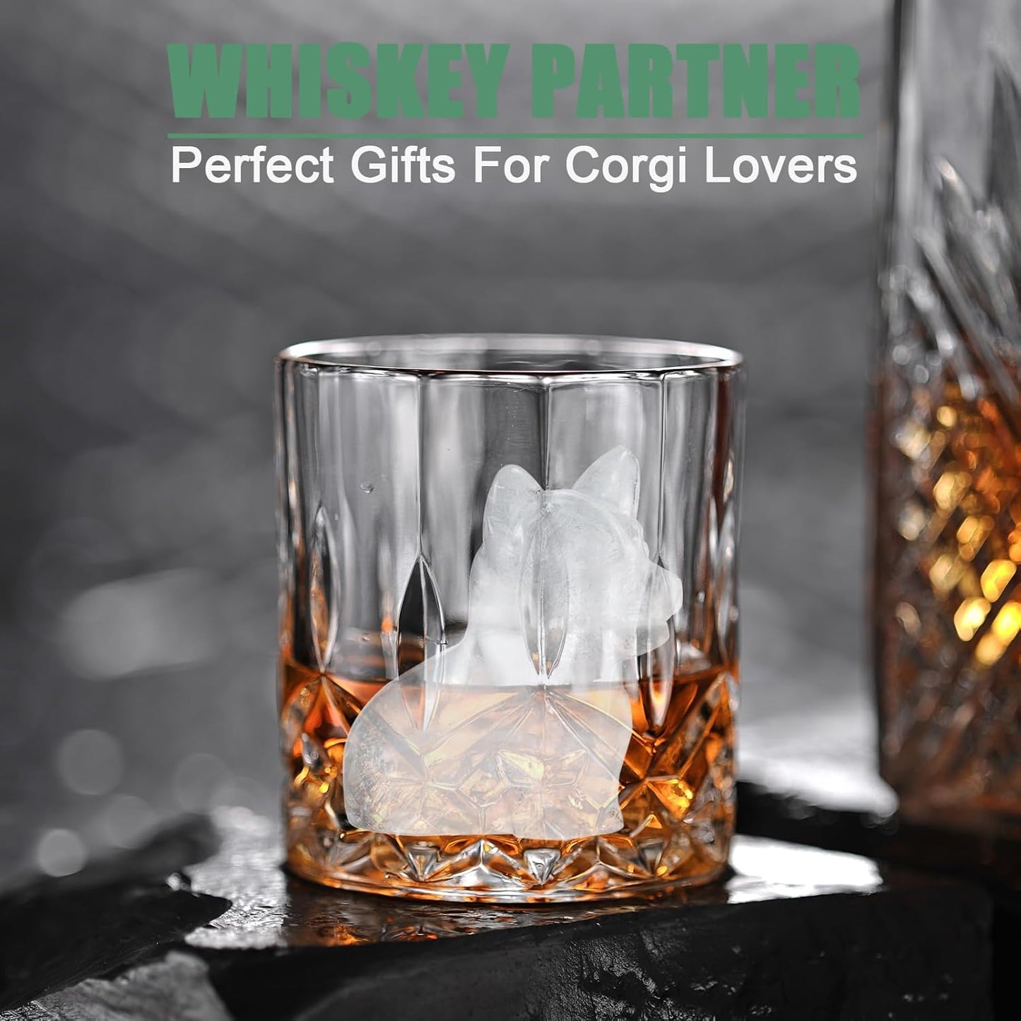 Corgi Dog gifts 3D Ice Cube Mold, Admaison Ice Cube Tray with Funnel for Cocktails, Bourbon,Brandy, Whiskey Gifts for Men, Silicone Fun Shapes Black (Corgi)