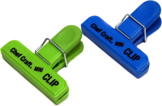 Chef Craft Select Plastic Mini Bag Clip, 3 inch width 2 piece set, Blue/Green
