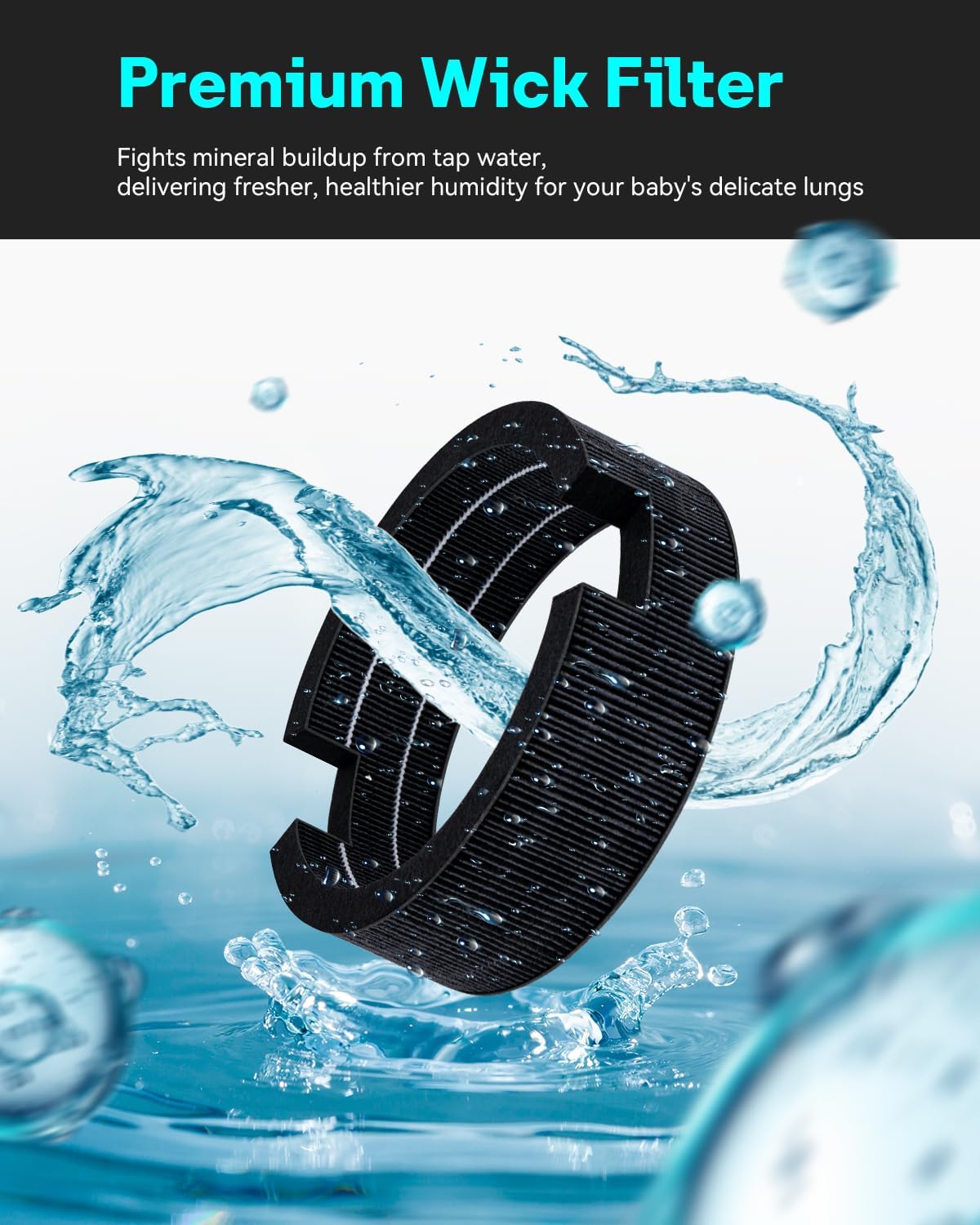 Leemone Replacement HEPA Filters & Wick Filters Compatible with LEVOIT Sprout Evaporative Humidifier for Bedroom Baby, Dual Filters for Air & Water