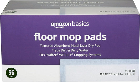 Amazon Basics Floor Mopping Pads, Fits Swiffer WetJet Mopping Systems, 36 Count (Pack of 1)