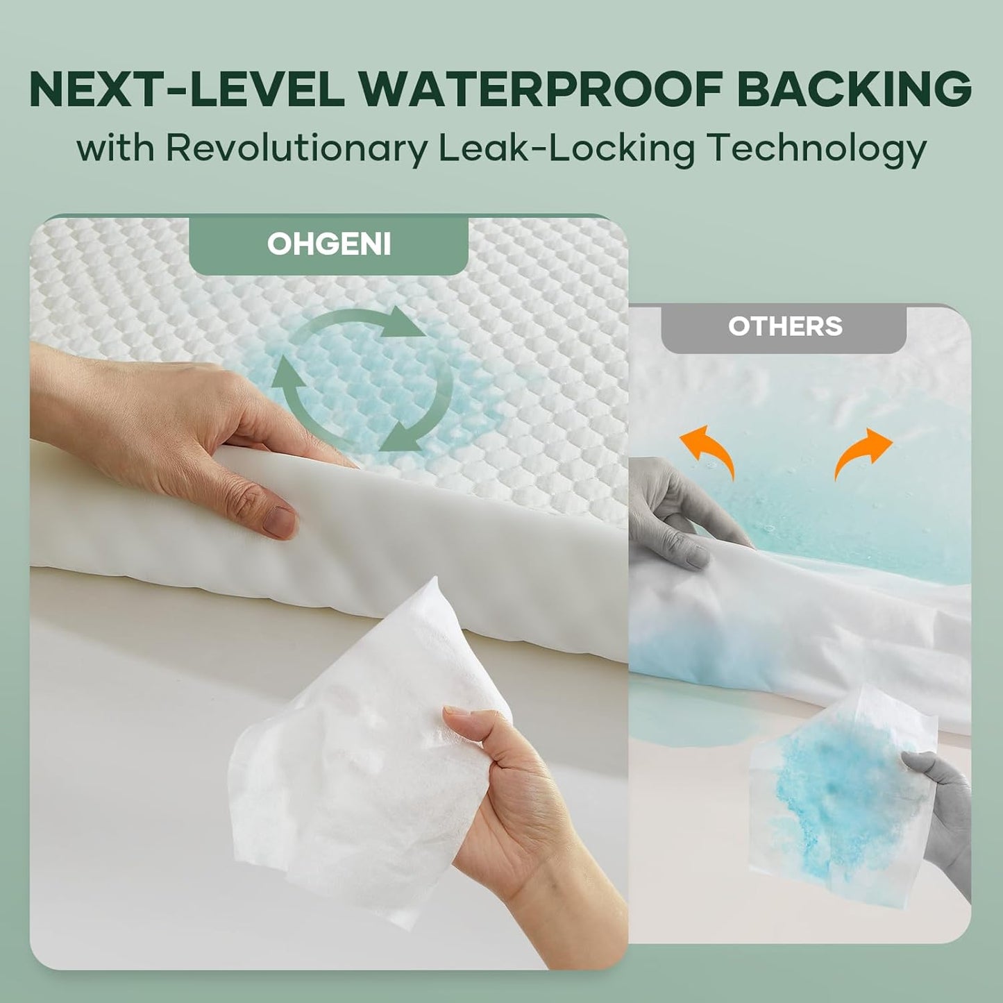 OhGeni 100% Waterproof Mattress Protector, Twin XL Size Mattress Pad, Fits 6"-20" Mattresses with Deep Pocket, Cooling, Breathable Fitted Sheets, Soft Bed Cover, Noiseless, Machine Washable