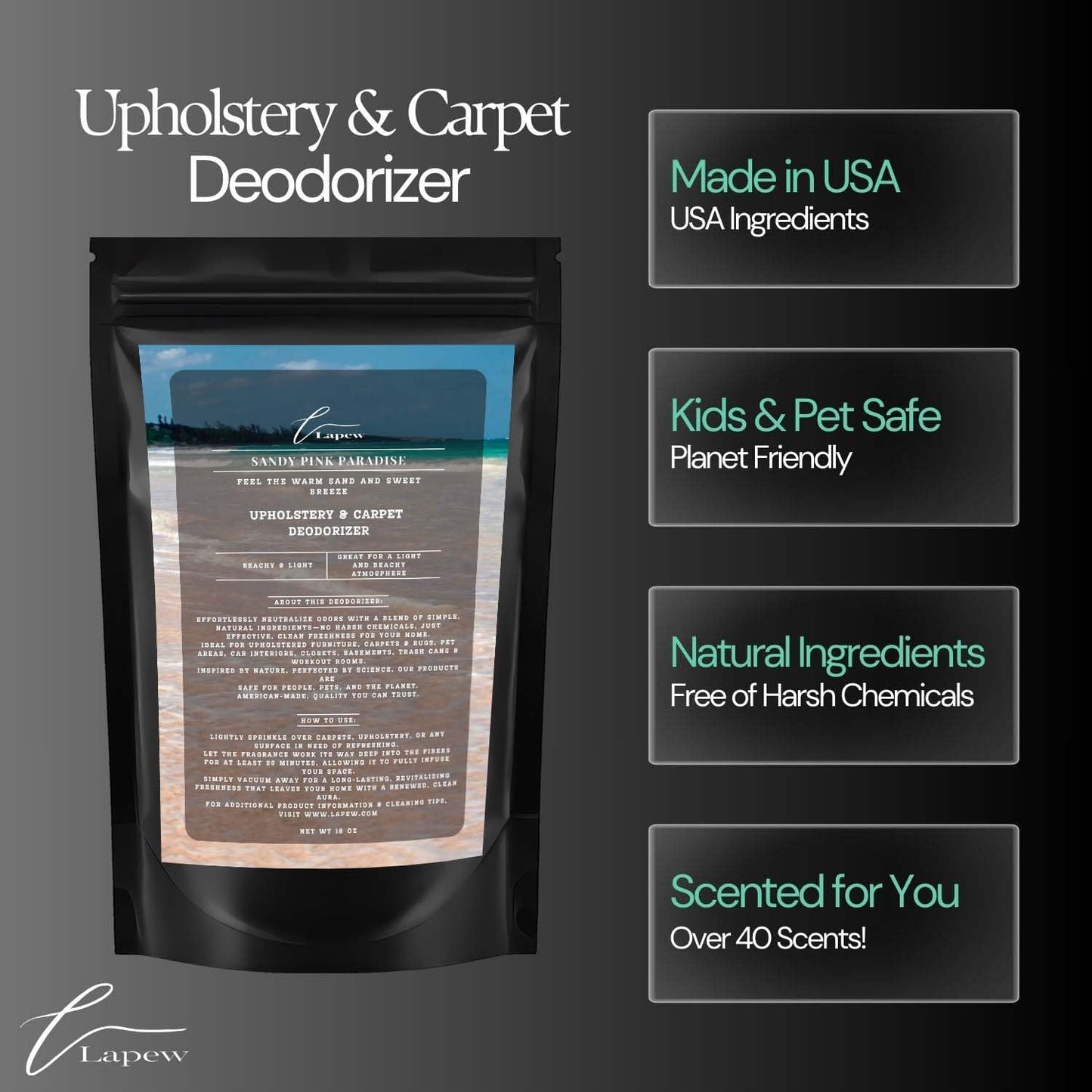 Sandy Pink Paradise Carpet Freshener Powder 16 oz | Powerful Odor Eliminator for Home | Upholstery Deodorizer | Carpet Deodorizer | Pet Urine | Cat Litter Box | Pink Sands Fragrance