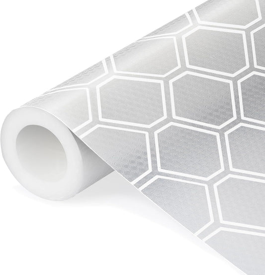 Shelf Liner, Refragerator Drawer Liners for Kitchen Cabinets, Waterproof Bathroom Sink Mat No Slip Cupboard Liners Non Adhesive Fridge Liner Roll - Clear 17.5"×118"