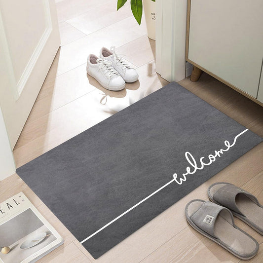 Welcome Mat Indoor, Ultra Thin Door Mat, 1/10 in Thin Door Mats for Inside Entry, Non-Slip Rubber Backing, Washable Doormat, Fade Resistant, Absorbent, Low Profile Dirt Trapper, 30"X17",Grey