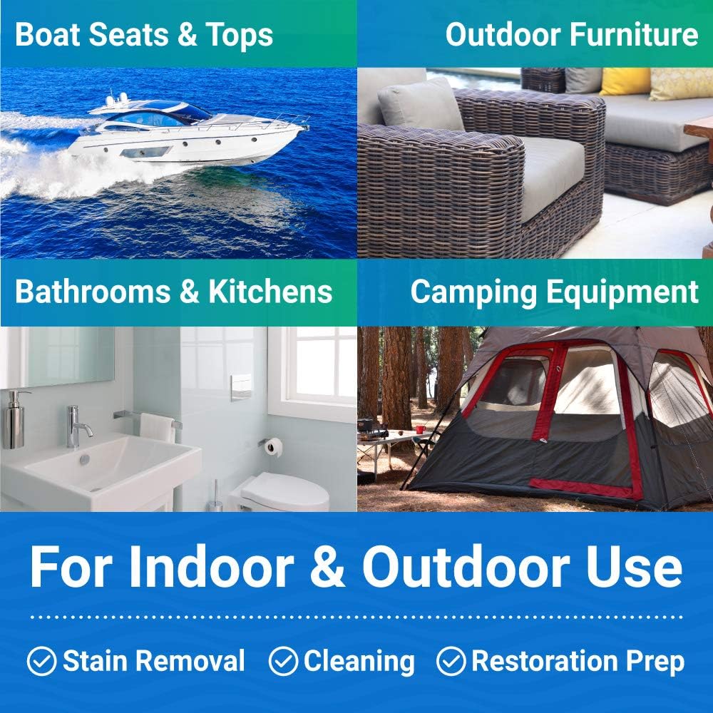 Stain Remover Cleaner, 22 Fl Oz, for Boat Seats, Fabric, Canvas, Carpet, and Vinyl, Removes Stains from Boats, RVs, Cars, Bathrooms, Shower Walls, Patio Furniture, and Pillows, Spray Formula