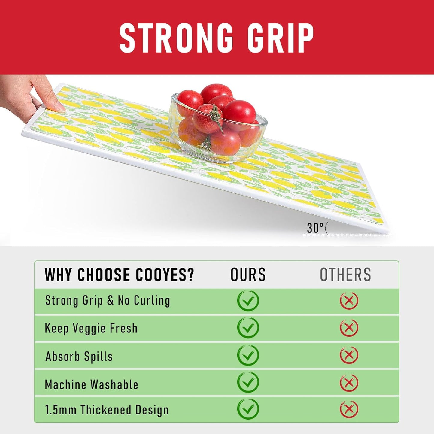 Cooyes 6 Pack Polyester Shelf Liners for Kitchen Cabinets, 17.7" × 24", Non-Slip Refrigerator Liners Machine Washable, Refrigerator Drawer Mats for Glass Shelves and Kitchen Cabinets