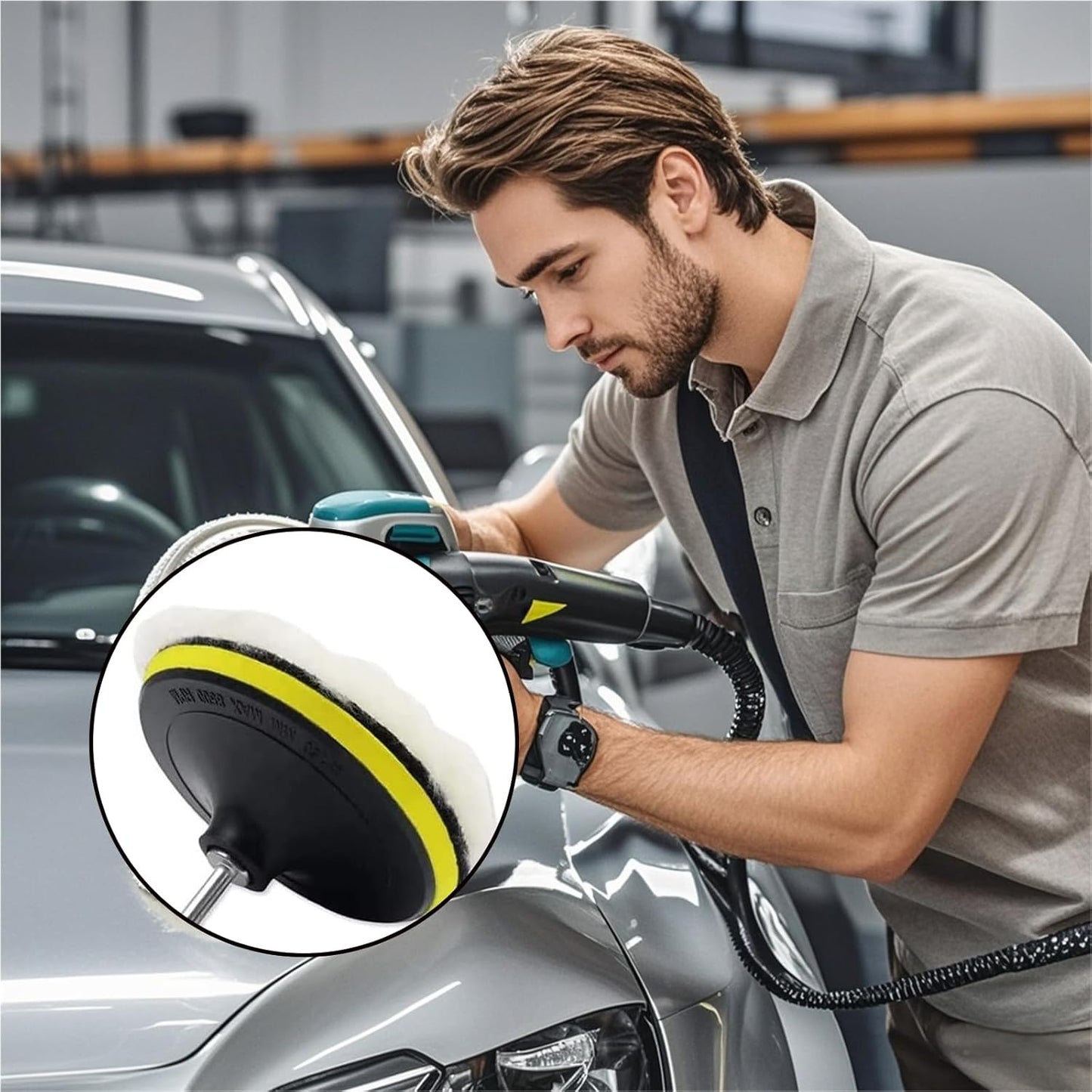 5 inches Wool Buffing Pads polishing Soft Sheepskin for Car, Furniture, Glass & More with Hook and Loop(Packs of 2)