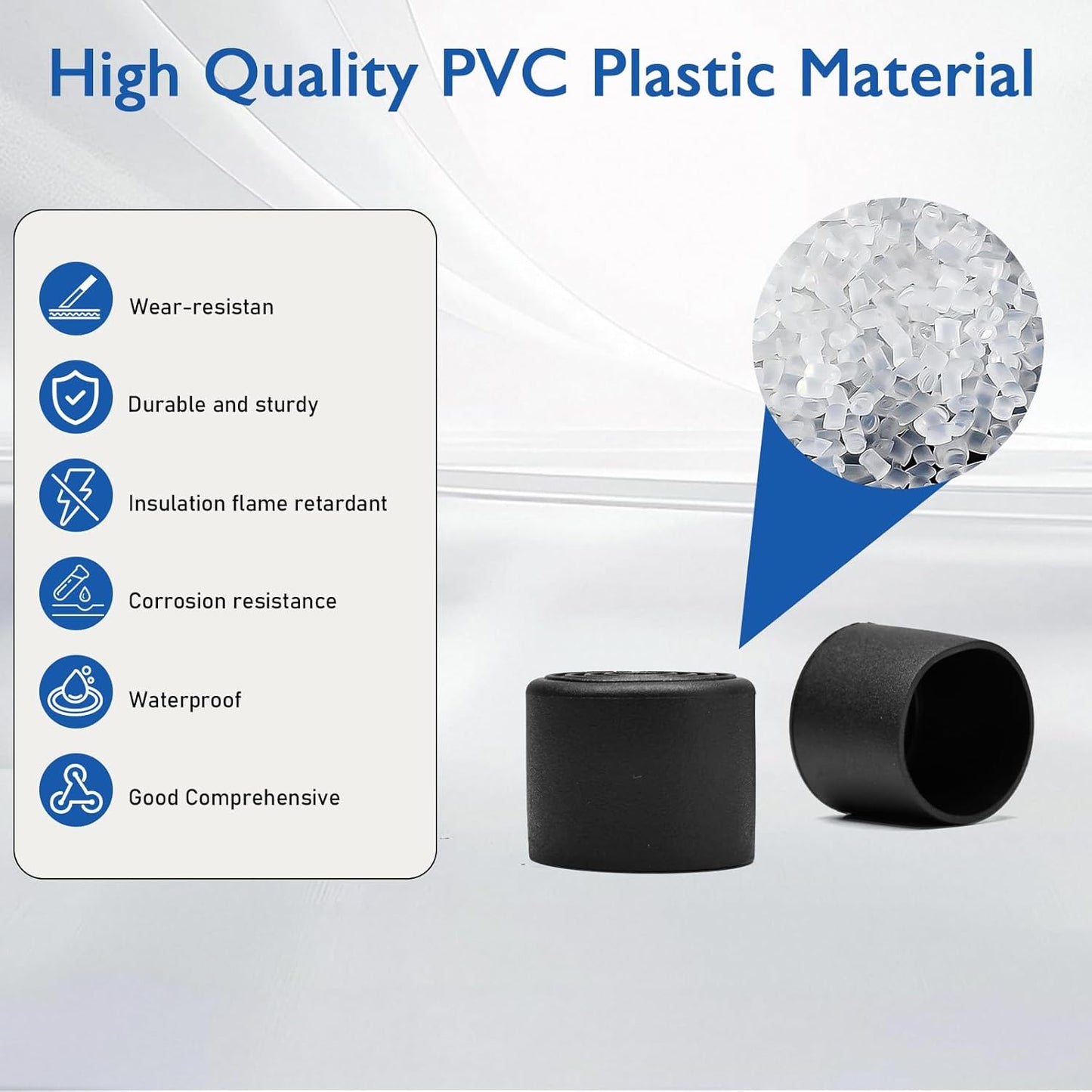 4 Pcs 3" Round Rubber Chair Leg Caps, PVC Table Leg Covers, Flexible & Anti-Slip Furniture Leg End Caps, Chair Leg Floor Protectors for Bar Stool Leg Patio Indoor, Black