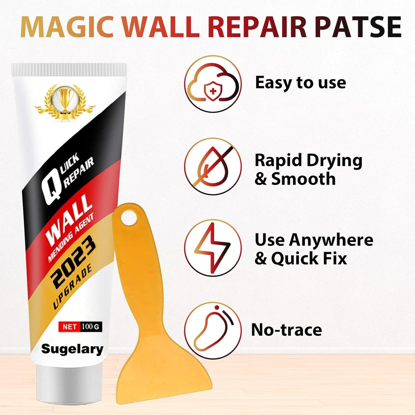 Sugelary Drywall Patch Repair Kit with Scraper, Wall Spackle Repair Paste, Wall Mending Agent Quick and Easy Solution to Fill The Holes for Home Wall, Plaster Dent Repair and Wood Scratch Repair