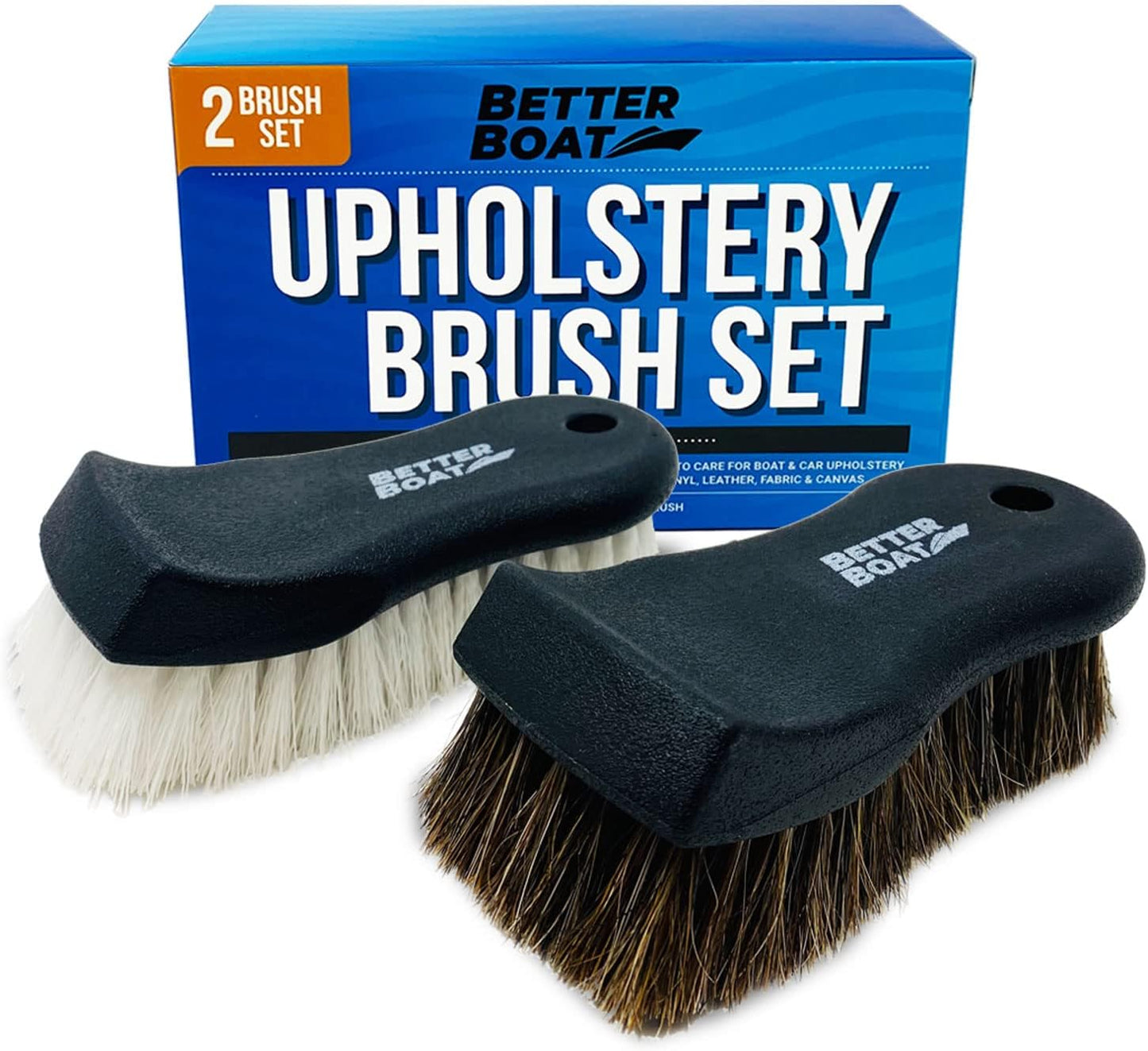 Upholstery Brush Set, Carpet and Car Cleaning Brushes, Horsehair Detailing Brush for Upholstery Cleaner, Leather, Interior, Boat, Couch, and Sofa Cleaning