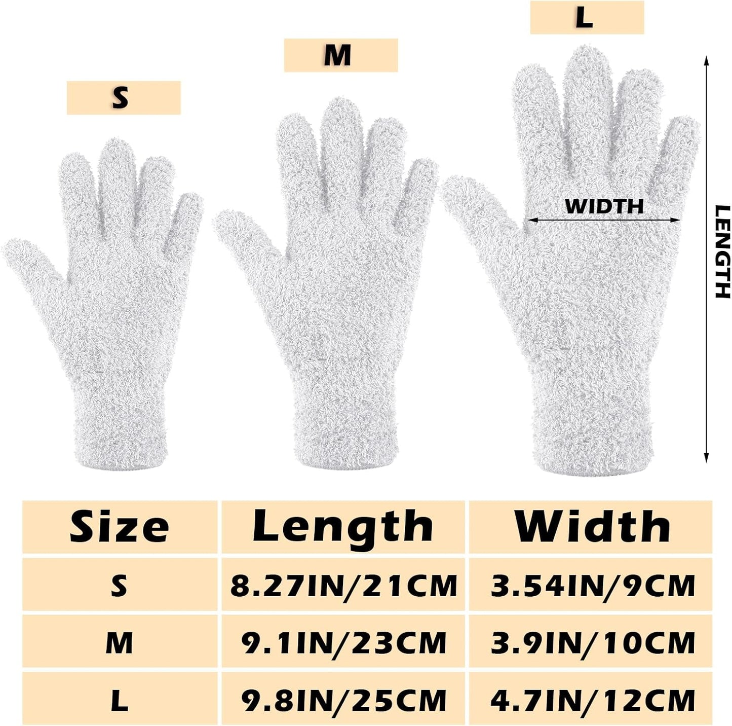 Patelai 3 Pairs Microfiber Plant Dusting Gloves Leaf Cleaning Gloves for Indoor Plants, Blinds, Furniture, House(Large,White)