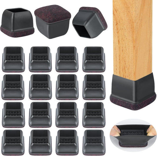 24 Pcs Extra Large Square Chair Leg Floor Protectors, Silicone Chair Leg Protectors for Hardwood Floors, High Elastic Chair Leg Caps, Protect Wooden Floors from Scratching (Fit: 1-2/5" - 1-4/5")