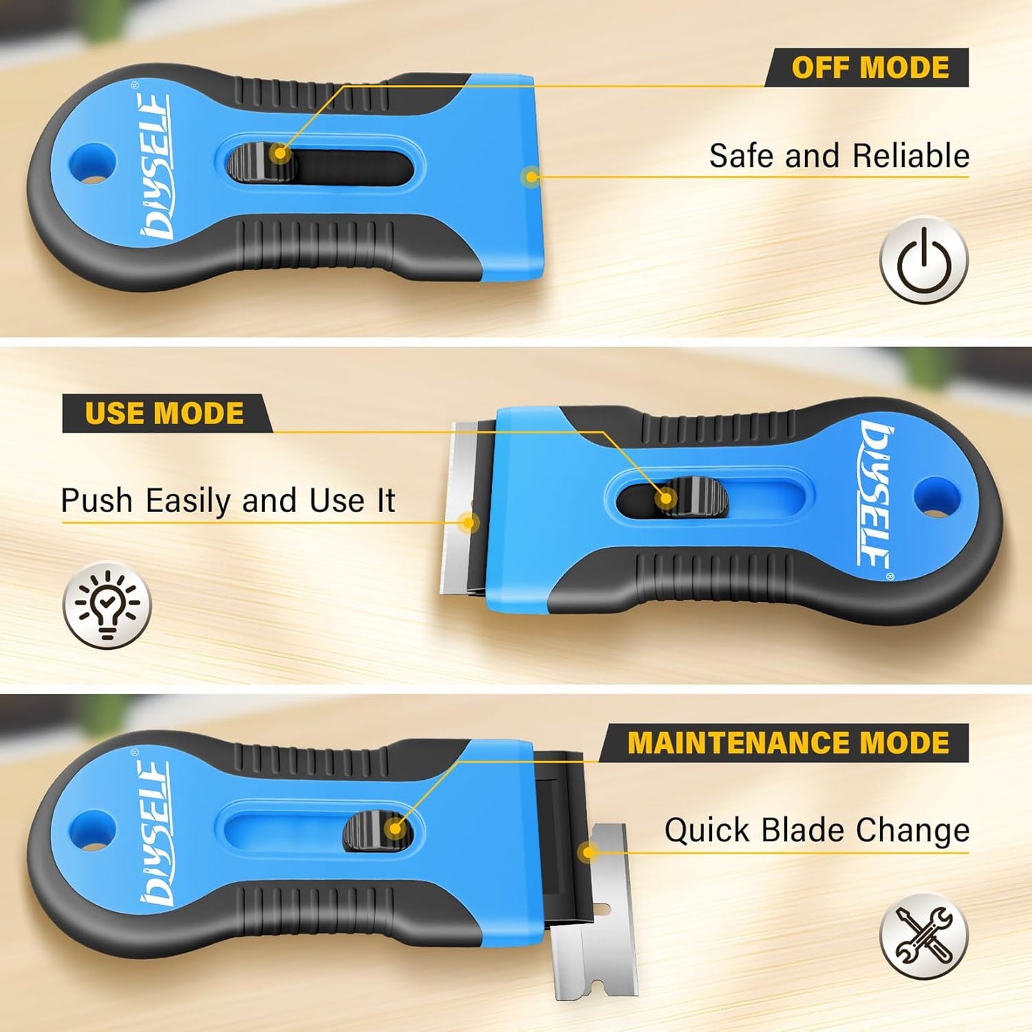 DIYSELF 2 Pack Razor Blade Scraper with 10 PCS Replacement Mental Blades, Heavy-Duty Razor Scraper, Professional-Grade Razor Blade Scraper Tool, Reliable Glass Scraper for Cooktop, Kitchen, Oven