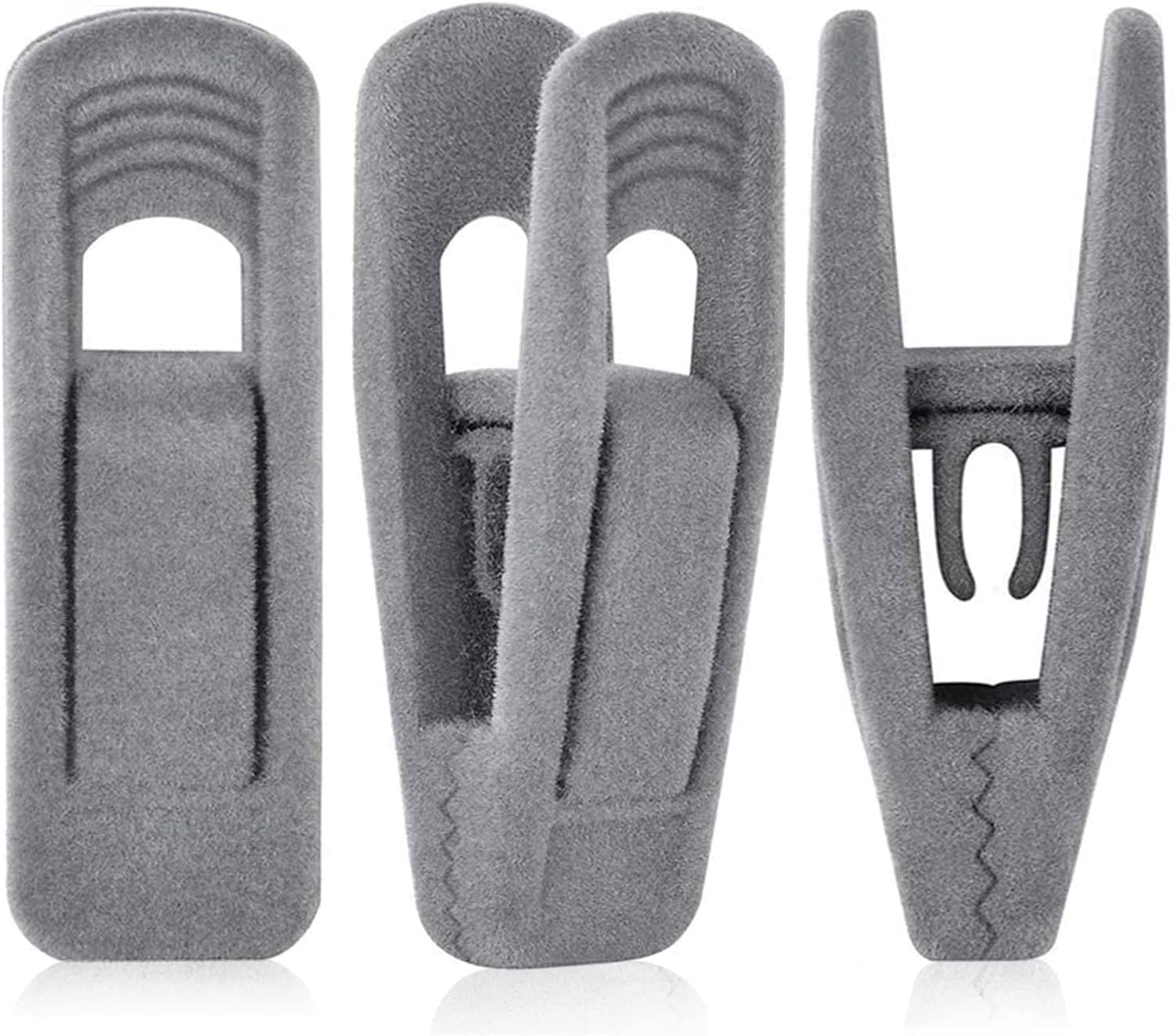 Grey Velvet Hangers Clips (50-Pack), Non-Slip Velvet Skirt Hanger Clips for Velvet Hangers, Strong Finger Clips Perfect for Kids Velvet Hangers Skirt Pant Clothes Gray Velvet Hangers