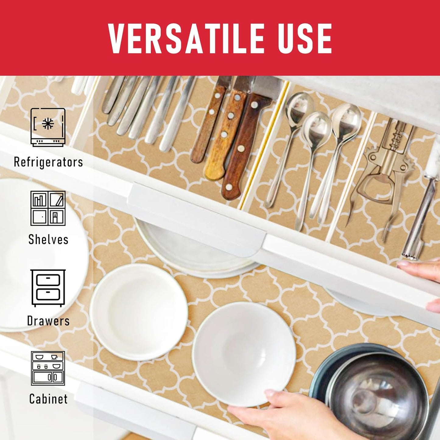 Cooyes 2 in 1 Refrigerator Liners, 6 Pack, 12“ × 24”， Fridge Drawer & Shelf Liners for Kitchen Cabinets Non-Adhesive, Breathable Cloth Material, BPAfree, Keep Produce Fresh Longer