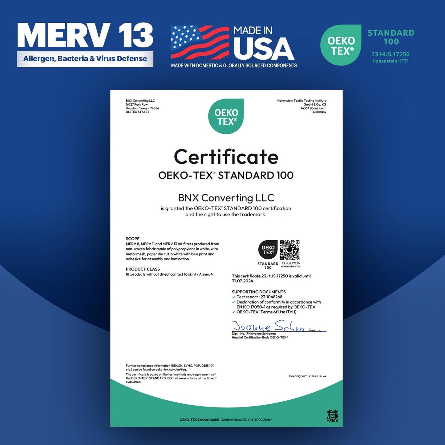 BNX TruFilter 14x18x1 Air Filter MERV 13 (6-Pack) - MADE IN USA - Electrostatic Pleated Air Conditioner HVAC AC Furnace Filters for Allergies, Pollen, Mold, Bacteria, Smoke, Allergen, MPR 1900 FPR 10