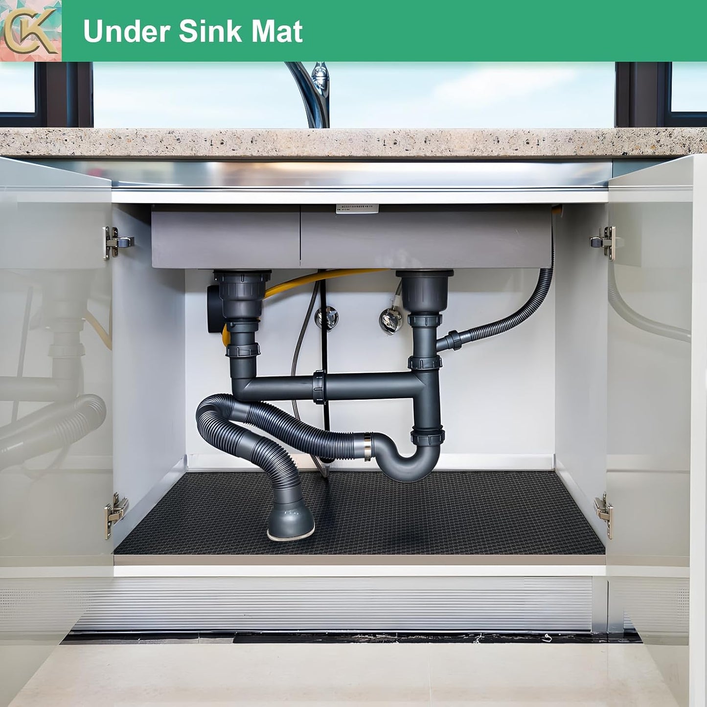 Self-Adhesive Shelf Liner Kitchen Liner, Waterproof Backed Paper Easy Peel and Stick Contact Liner Without Residue for Decor Your Desk Surface, Kitchen Countertops (Black, 11.8 x 118.1 inches)