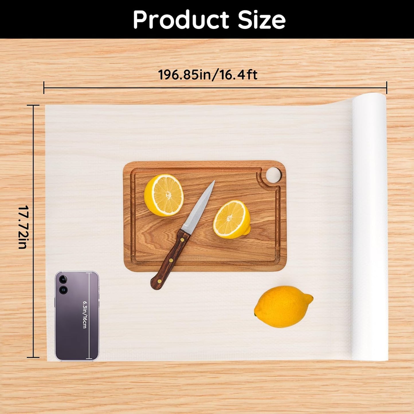 Kitchen Cabinet Liners for Shelves, 17.7" W x 197" L x 0.03" T, Non Adhesive Shelf Liner, Non Slip for Home and Kitchen Cabinets, Drawer, Refrigerator, Dresser, Cupboard, RV (Polka Dot)