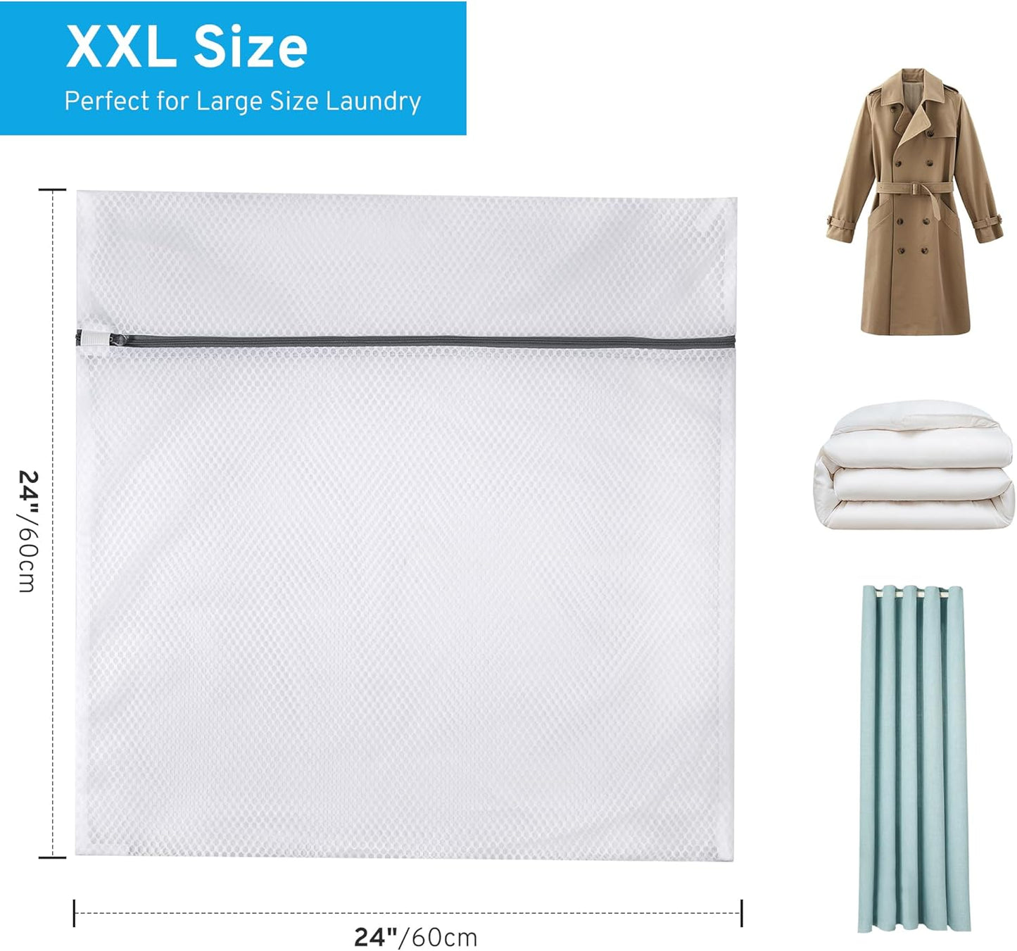 2 Pack XXL Durable Honeycomb Mesh Laundry Bags for Delicates with AUTO-Lock Zipper, Lingerie Bags for Washing Delicates, Laundry Bags Mesh Wash Bags for Bed Sheet,Bed cover,Blanket,Curtain, Sweater