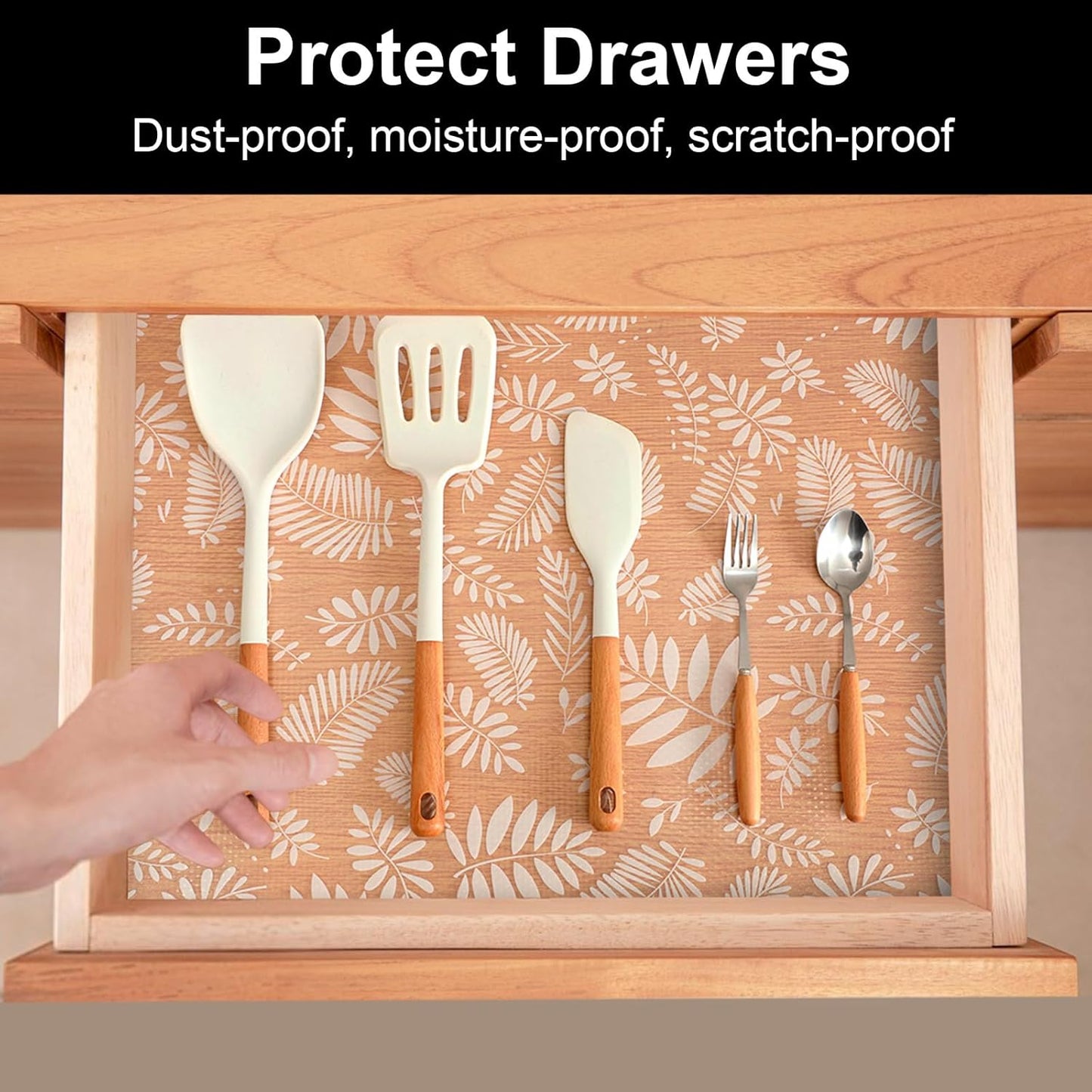 Cooyes Shelf Liners for Kitchen Cabinets Waterproof & Oil-Proof Kitchen Cupboard Mats Non-Slip Drawer Mats EVA Material Non Adhesive Fridge Liner for Shelves